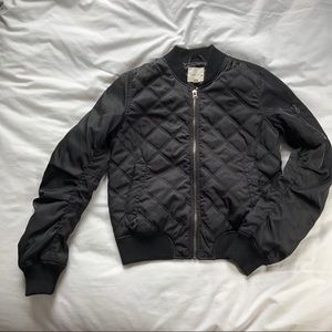 Silence and Noise quilted black bomber jacket